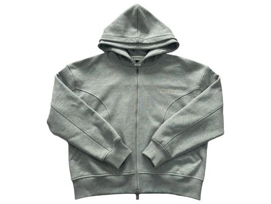 STAINED GREY ZIPPED HOODIE